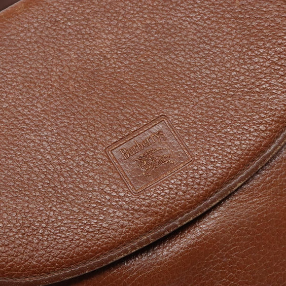 Burberrys Shoulder Bag Leather Brown Gold Auth ep10776