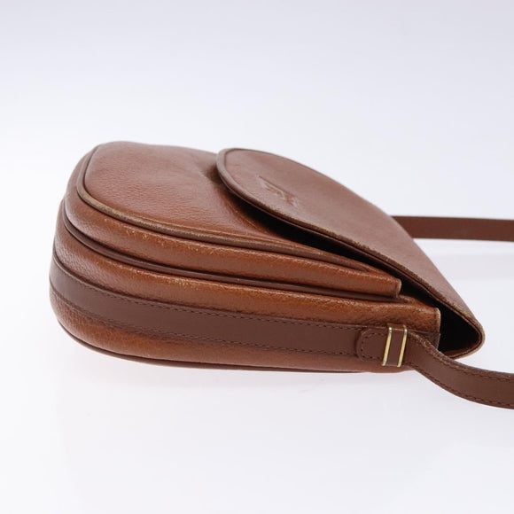 Burberrys Shoulder Bag Leather Brown Gold Auth ep10776