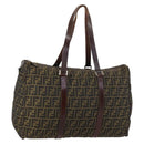 FENDI Zucca Canvas Boston Bag Black Brown Auth ep10777-1