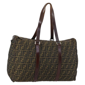 FENDI Zucca Canvas Boston Bag Black Brown Auth ep10777