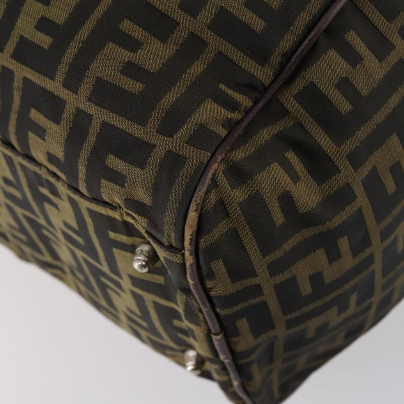 FENDI Zucca Canvas Boston Bag Black Brown Auth ep10777