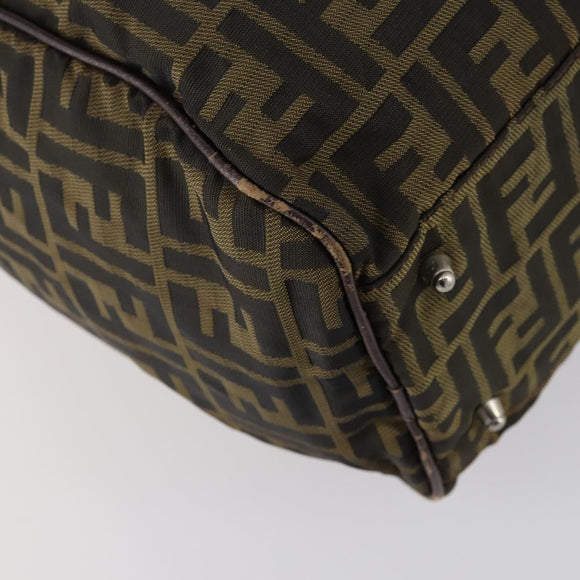 FENDI Zucca Canvas Boston Bag Black Brown Auth ep10777