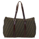 FENDI Zucca Canvas Boston Bag Black Brown Auth ep10777-2