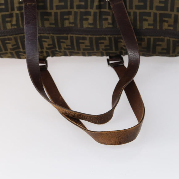 FENDI Zucca Canvas Boston Bag Black Brown Auth ep10777