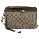 GUCCI GG Plus Supreme Clutch Bag PVC Beige Gold Auth ep10780-1