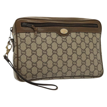 GUCCI GG Plus Supreme Clutch Bag PVC Beige Gold Auth ep10780