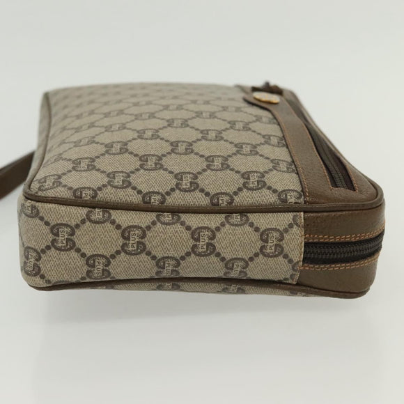 GUCCI GG Plus Supreme Clutch Bag PVC Beige Gold Auth ep10780