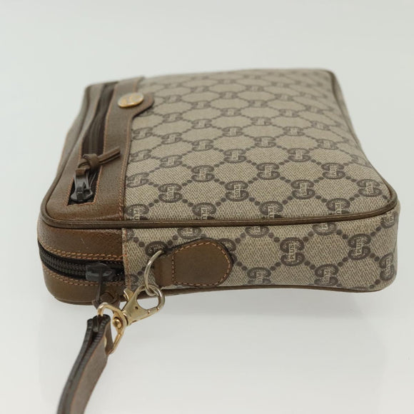 GUCCI GG Plus Supreme Clutch Bag PVC Beige Gold Auth ep10780