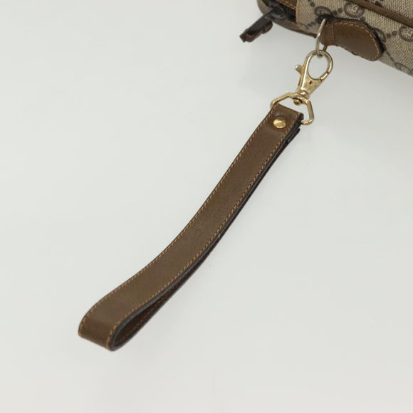 GUCCI GG Plus Supreme Clutch Bag PVC Beige Gold Auth ep10780