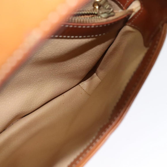 CELINE Macadam Canvas Shoulder Bag PVC Beige Gold Auth ep10790