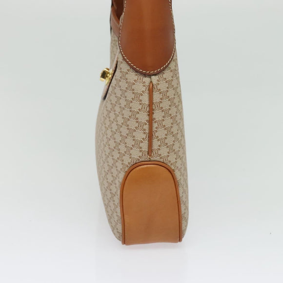CELINE Macadam Canvas Shoulder Bag PVC Beige Gold Auth ep10790