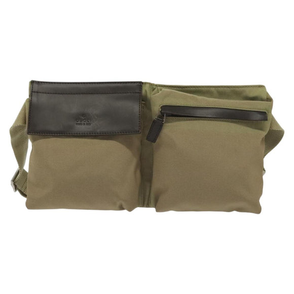 GUCCI Waist bag Canvas Beige Silver 28566 Auth ep10792