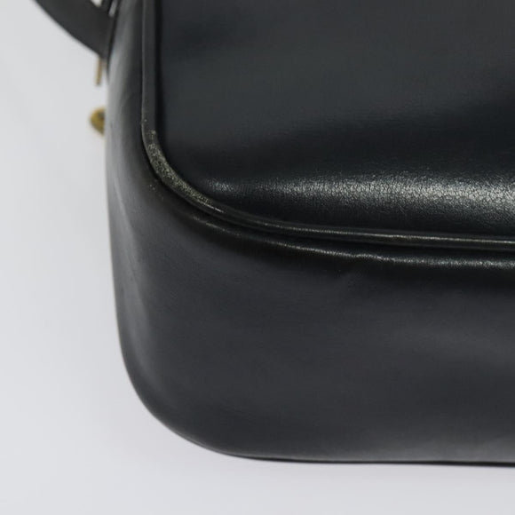 CELINE Shoulder Bag Leather Navy Gold Auth ep10804