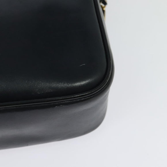 CELINE Shoulder Bag Leather Navy Gold Auth ep10804