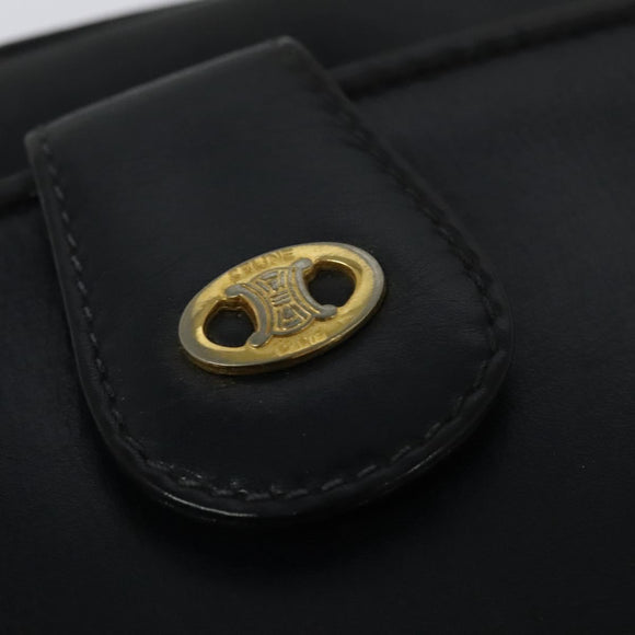 CELINE Shoulder Bag Leather Navy Gold Auth ep10804