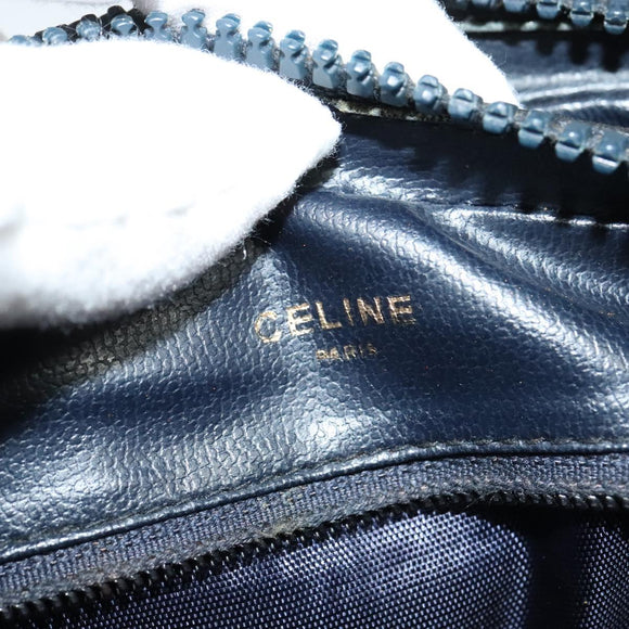 CELINE Shoulder Bag Leather Navy Gold Auth ep10804