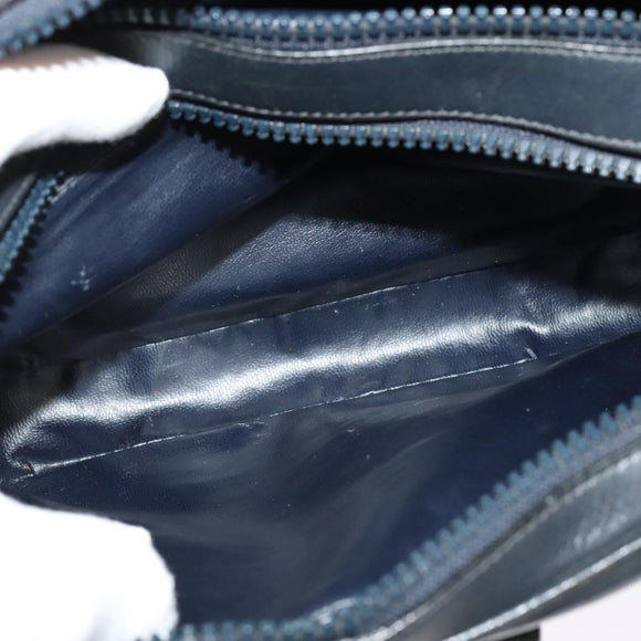 CELINE Shoulder Bag Leather Navy Gold Auth ep10804