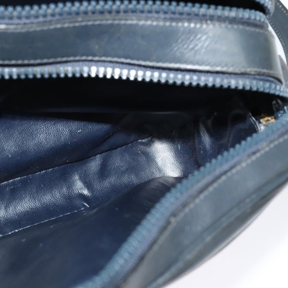 CELINE Shoulder Bag Leather Navy Gold Auth ep10804