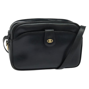 CELINE Shoulder Bag Leather Navy Gold Auth ep10804