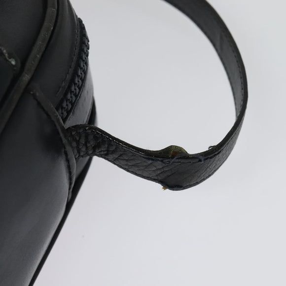 CELINE Shoulder Bag Leather Navy Gold Auth ep10804