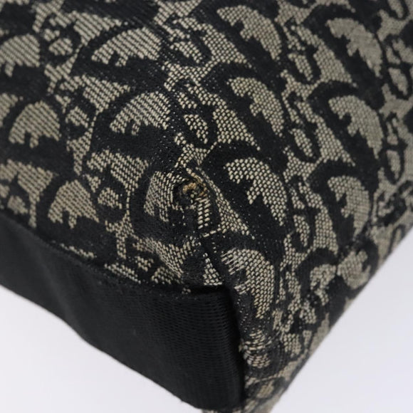 Christian Dior Trotter Canvas Shoulder Bag Black Silver Auth ep10805