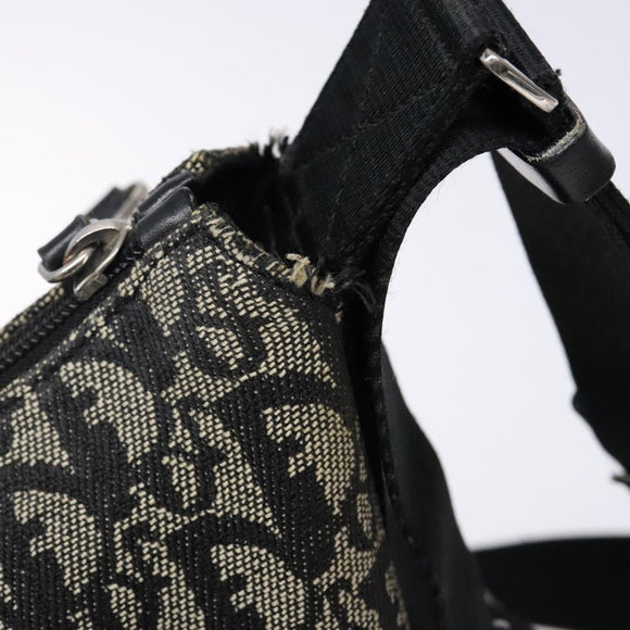 Christian Dior Trotter Canvas Shoulder Bag Black Silver Auth ep10805