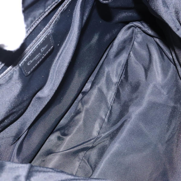 Christian Dior Trotter Canvas Shoulder Bag Black Silver Auth ep10805