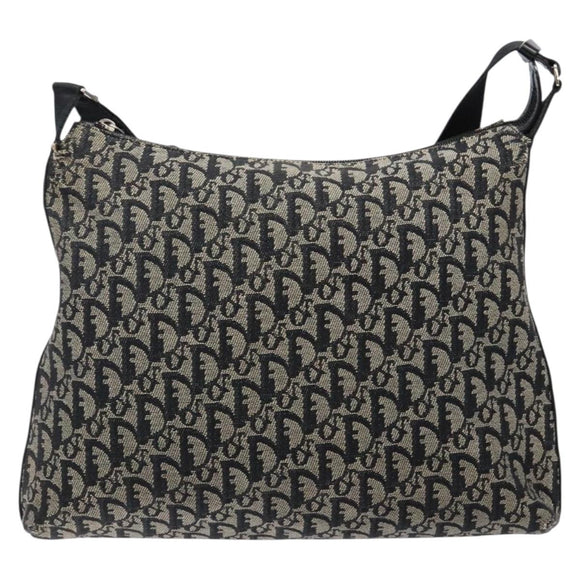 Christian Dior Trotter Canvas Shoulder Bag Black Silver Auth ep10805