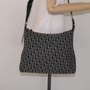 Christian Dior Trotter Canvas Shoulder Bag Black Silver Auth ep10805-22
