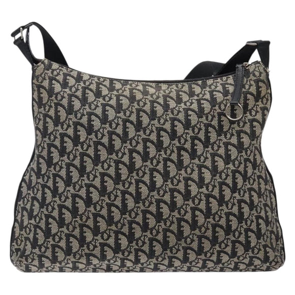 Christian Dior Trotter Canvas Shoulder Bag Black Silver Auth ep10805