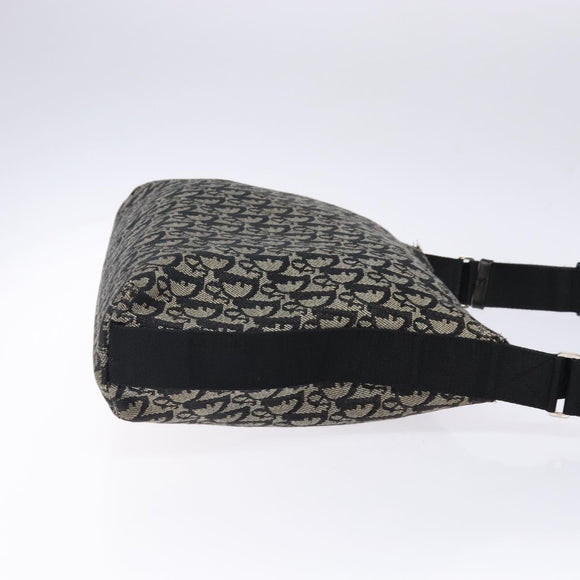 Christian Dior Trotter Canvas Shoulder Bag Black Silver Auth ep10805