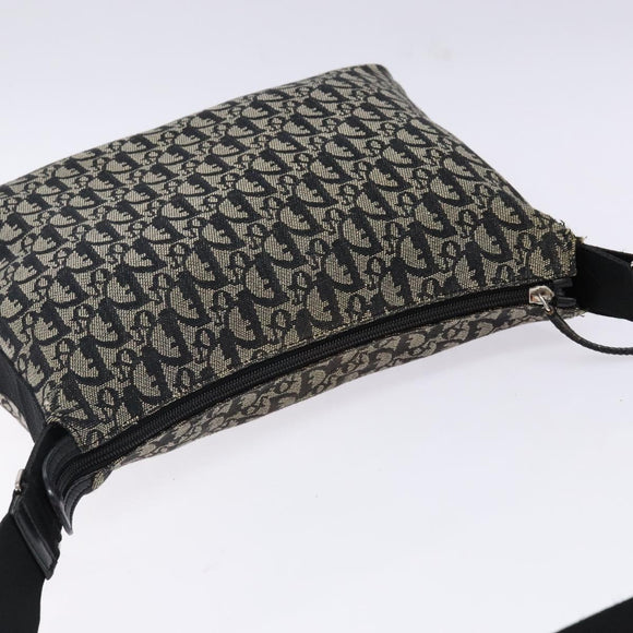 Christian Dior Trotter Canvas Shoulder Bag Black Silver Auth ep10805