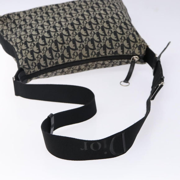 Christian Dior Trotter Canvas Shoulder Bag Black Silver Auth ep10805