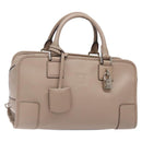 LOEWE Anagram Americana 28 Hand Bag Leather Gray Silver Auth ep10807-1