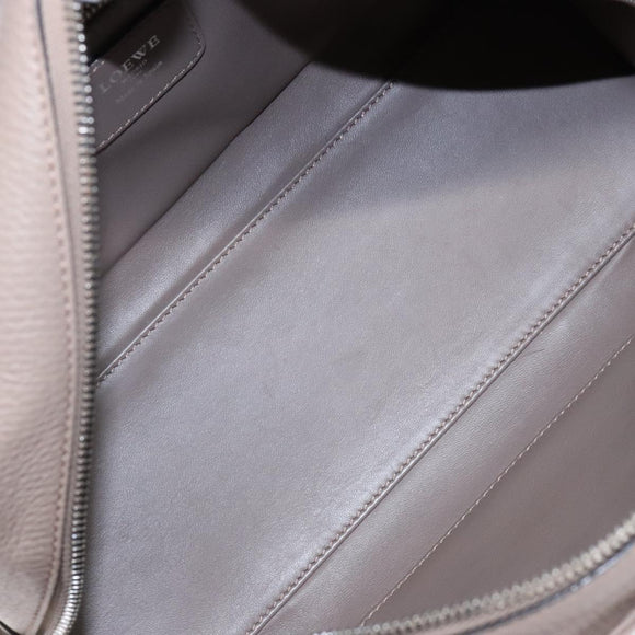 LOEWE Anagram Americana 28 Hand Bag Leather Gray Silver Auth ep10807