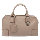 LOEWE Anagram Americana 28 Hand Bag Leather Gray Silver Auth ep10807-13