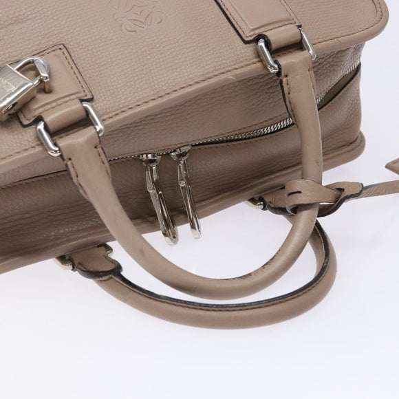 LOEWE Anagram Americana 28 Hand Bag Leather Gray Silver Auth ep10807