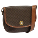 CELINE Macadam Canvas Shoulder Bag PVC Leather Brown Gold Auth ep10815-1