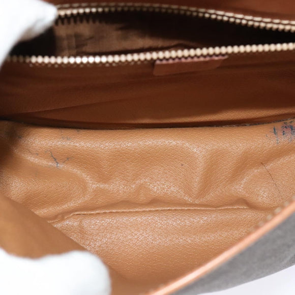 CELINE Macadam Canvas Shoulder Bag PVC Leather Brown Gold Auth ep10815