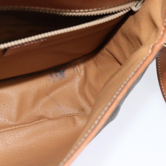 CELINE Macadam Canvas Shoulder Bag PVC Leather Brown Gold Auth ep10815