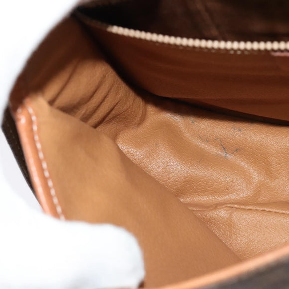 CELINE Macadam Canvas Shoulder Bag PVC Leather Brown Gold Auth ep10815