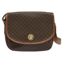 CELINE Macadam Canvas Shoulder Bag PVC Leather Brown Gold Auth ep10815-13