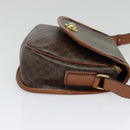 CELINE Macadam Canvas Shoulder Bag PVC Leather Brown Gold Auth ep10815-4