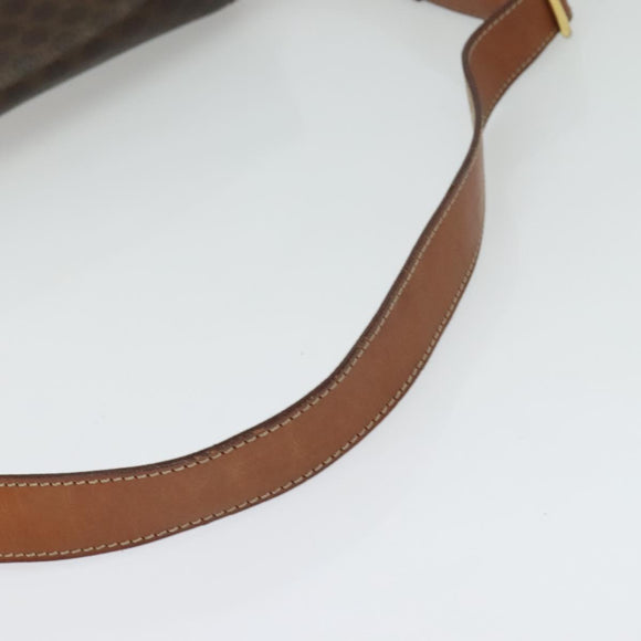 CELINE Macadam Canvas Shoulder Bag PVC Leather Brown Gold Auth ep10815
