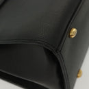 CELINE Hand Bag Leather Black Gold Auth ep10817-9
