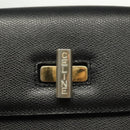 CELINE Hand Bag Leather Black Gold Auth ep10817-17