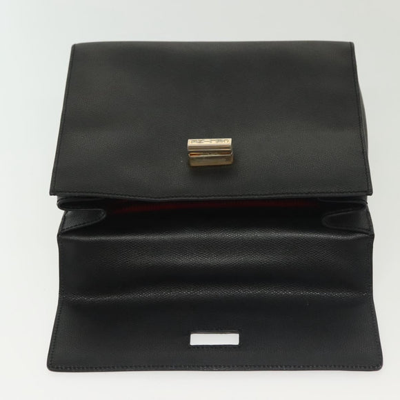 CELINE Hand Bag Leather Black Gold Auth ep10817