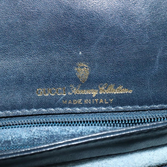 GUCCI GG Supreme Shoulder Bag PVC Navy Gold Auth ep10820