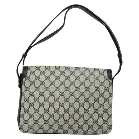 GUCCI GG Supreme Shoulder Bag PVC Navy Gold Auth ep10820