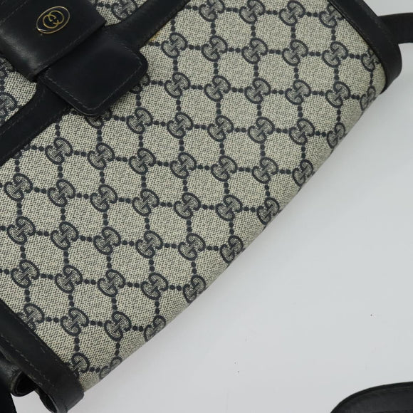 GUCCI GG Supreme Shoulder Bag PVC Navy Gold Auth ep10820